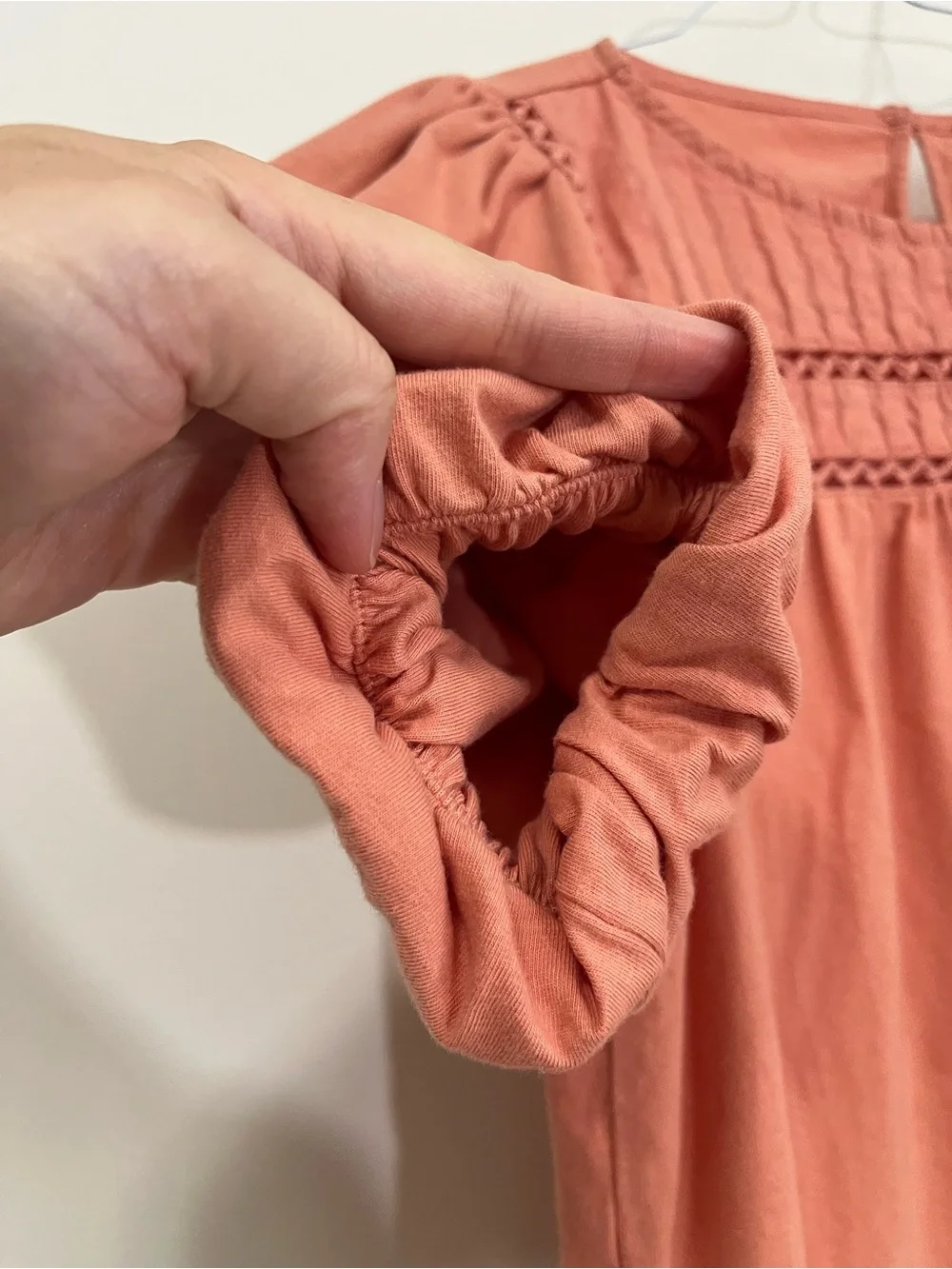 J. Crew Salmon Dusty Pink Lace Trim Blouse Top Short Puff Sleeve Size XS Office
